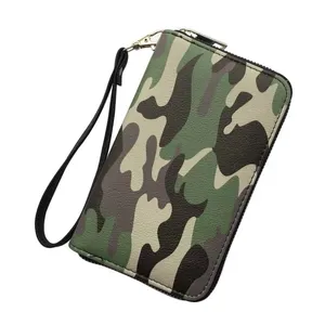 Portefeuille de Camouflage en cuir PU, pochette pour femmes, long portefeuille, pochette à fermeture éclair, porte-carte, sac de téléphone, porte-monnaie