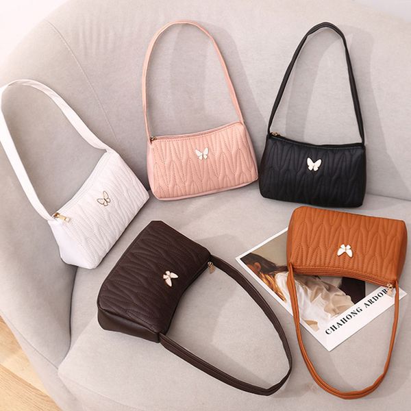 Bolsos de mano de cuero Pu de Color caramelo, bolsos de mujer con hilo de coser a la moda, bolso de hombro, venta directa de fábrica, bolso informal para axila FMT-4120