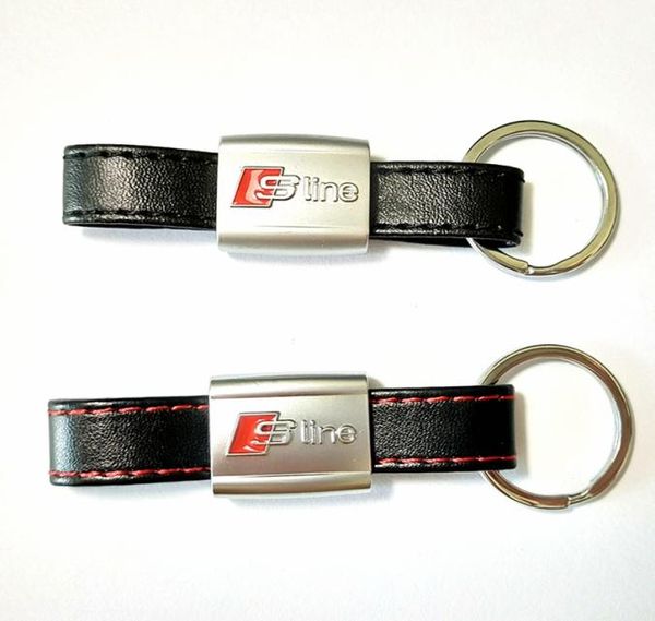 Porte-clés de voiture en cuir PU, anneaux Fob adaptés au Logo Sline RS A3 A4 A5 A6 A8 TT RS Q5 Q7Carstyling4620334