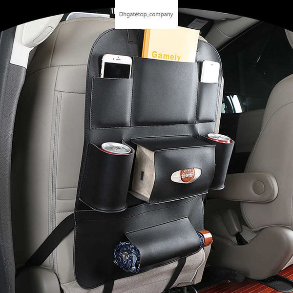 Bandeja organizadora de cuero PU para asiento trasero de coche, bolsa de almacenamiento de viaje, colgador de asiento trasero con múltiples bolsillos, accesorios para automóviles, almacenamiento Interior