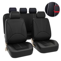 Funda de cuero PU para asiento de coche, cojín de cuero Artificial para las cuatro estaciones, fundas para asiento de coche de 5 plazas, alfombrillas, accesorios de protección Interior para coche