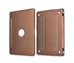 PU lederen tas voor MacBook Air 13 11 PRO 13 15 Retina 12 Laptop Case Cover voor MacBook Pro 15 13 met Touch Bar-Bronze