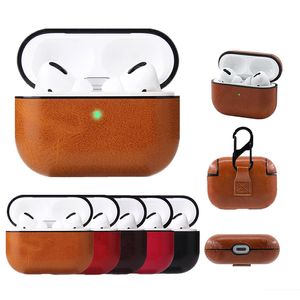 Estuches de cuero PU para Apple AirPods 3 Pro Estuche de carga con hebilla antipérdida Cubierta protectora portátil a prueba de golpes