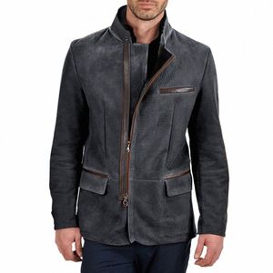 Manteau en cuir PU pour homme Vêtements d'hiver Moto pour hommes Veste en cuir artificiel Fi Lg Manches 2024 Printemps Mâle Outerwea P6ZI #