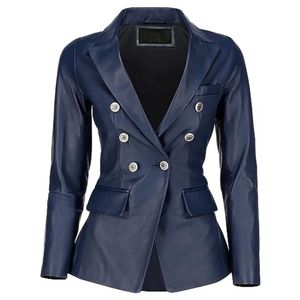 Manteau en cuir Pu pour femmes, manteaux courts en Patchwork de couleurs contrastées, tenues personnalisées d'automne et d'hiver pour femmes