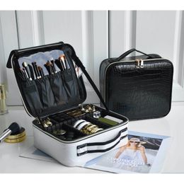 Sac cosmétique en cuir PU pour femmes, trousse de maquillage de rangement de voyage Portable multifonctionnel 240223