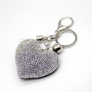 PU cuir cristal strass coeur porte-clés en cuir gland coeur porte-clés porte-clés en gros