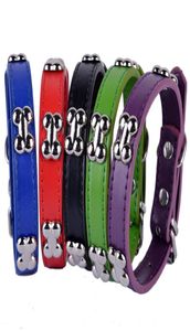 Collier de chien en cuir Pu colliers cloutés en forme d'os pour petits chiens chiot fournitures pour animaux de compagnie rouge noir violet couleurs taille S M L5833650