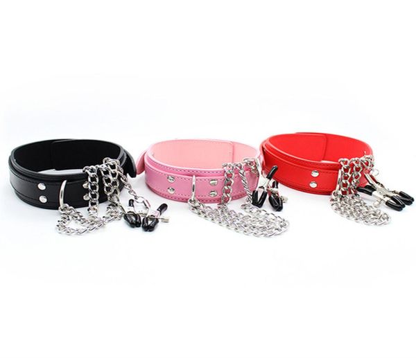 Ceinture de retenue de bondage d'esclave de collier de chien en cuir d'unité centrale dans les jeux pour adultes pour les couples fétichistes érotiques pinces à tétons en métal jouets sexuels pour femmes5237464