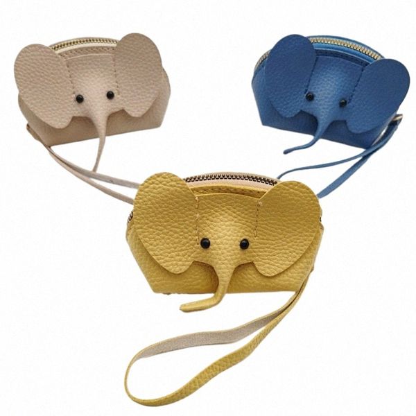 PU Cuir Elephant Mey Sac Femmes Porte-monnaie avec porte-clés Multifonctionnel Zipper Sacs de rangement Key Case V40l #