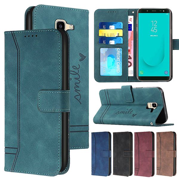 Funda con tapa de cuero PU para Samsung J310 J510 J710 J4 J6 J8 2018, funda tipo billetera con ranuras para tarjetas para Galaxy A320 A520 A6 2018 A7 A8 2018