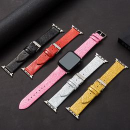 PU lederen glitterband voor iWatch Band 41 mm 40 mm 38 mm 45 mm 42 mm 44 mm 49 mm Luxe bling horlogebanden voor Apple Watch Series 8 7 6 5 4 3 SE Replaceerbare accessoires