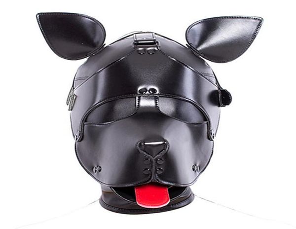 Pu Leather Hood Mask Givear Bondage Slave dans les jeux pour adultes pour les couples Produits sexuels fétiches Firting Toys for Women Men Gay9579396