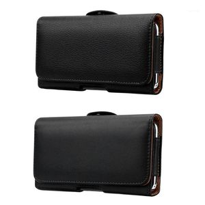 Taillassen PU-lederen horizontale riem Clip Pouch Telefoon tas voor mannen 4xff1