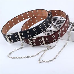 Cintura stile punk coreano in pelle PU Cintura da donna Pantaloni in denim selvaggio Doppia fila bottoni feminino cinturones 220712