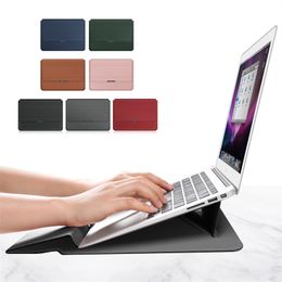 PU lederen laptophoes tas 11 12 13 14 15 16.2 inch voor MacBook Ipad Air Pro Huawei Matebook HP Asus notebook case met stand
