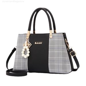 PU cuir grande capacité femme sac à main grille sac à bandoulière mode décontracté luxe concepteur Patchwork bandoulière Pack Y220802