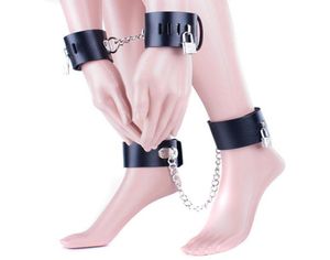 PU en cuir verrouillage des poignées à main le jambe adulte jeu sexy slave fétiche de bondage retenue de bracelet fou ankle8881370