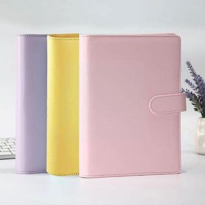 PU Leather Loose Leaf Notebook Cover Macaroon Color Planner Binder Ring Agenda 6 briefpapier Journal D9H8