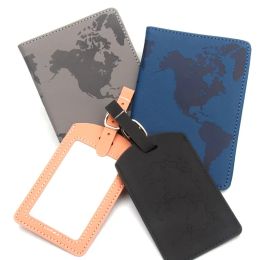 PU Leather Lover Couple Passport Cover Simple Plane Case Holder Women Men PU Wallet Travel Wedding Passport Holder Luggage Tag