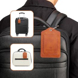 Étiquette de bagages en cuir PU avec boucle de corde filaire anti-perte petite et polyvalence à bagages unisexes adaptés aux bagages et aux sacs de voyage 240418