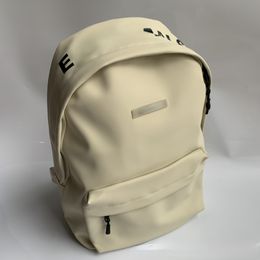 Sacs d'école en cuir PU pour hommes Sacs à dos de designer imprimés de lettres Noir Beige