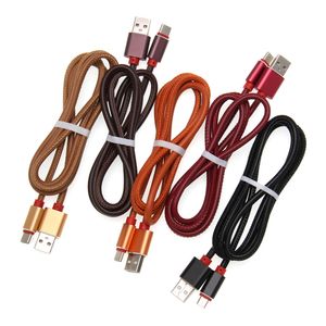 Cables de cargador de cuero PU Micto USB tipo C para teléfono móvil, cable de datos de carga rápida para Huawei, Samsung, Xiaomi, teléfono móvil Android