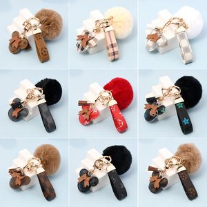 PU cuir souris porte-clés pompons en peluche voiture sac porte-clés gland pendentif breloque porte-clés porte-clés pour hommes femmes mode cadeau