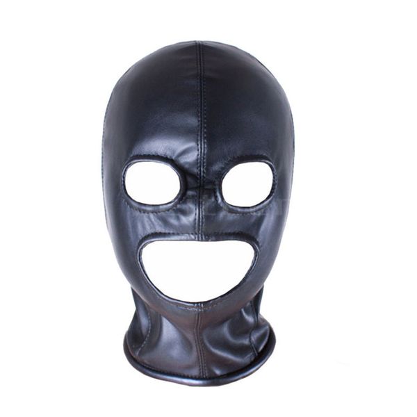 Cuir PU rembourré attaché fermeture éclair tête capuche bandeau harnais masque BDSM bouche ouverte oeil nez Bondage jouets sexy fête adulte