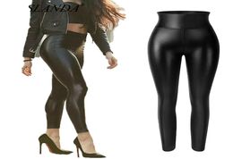 Pant à crayon en cuir PU Femmes sexy butin serré vers le haut skinny leggings faux cuir pantalons hauts ventre