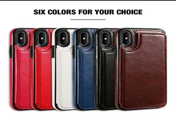 Case de teléfono de cuero PU para iPhone 12 11 Pro Max Wallet Case para iPhone XR XS SE Portada Kickstand con ranuras para tarjetas6437419