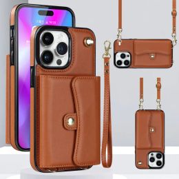 Pu Leather Phone Cover pour l'iPhone 2 en 1 portefeuille de cartes de sac de portefeuille Case mince pour Funda iPhone 13 12 11 14 Pro Max Mini avec longe