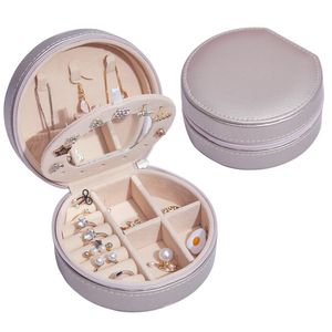 Boîte de bijoux portable en cuir boîtes de rangement multifonctionnelles avec décoration de bureau miroir 3 couleurs