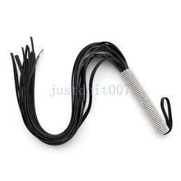 Bondage PU Leather Queen Whip Crystal Wraped Handgreep Flogger Tawse Kinky Erotic Roleplay #R56
