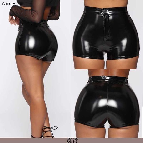 Short en cuir PU grande taille 2023 femmes Mini pantalon court couleur unie à la mode Sexy fesses grand pantalon chaud pantalon Xxxl Xxxxl Xxxxxl