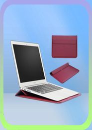 Étui à manches en cuir PU pour MacBook Pro 13 15 154 Bagure de boîtier pour ordinateur portable pour MacBook Air 11 12 133 A1466 Sac de pochette à manches avec stand5713882