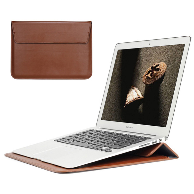 PU Leather Sleeve Protector Bag For Macbook Air 13 Pro Retina 12 15 Laptop Case For Macbook new Air 13 A1932 Stand Cover