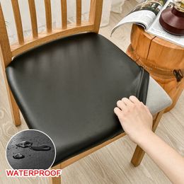 Housse de coussin de chaise carrée en cuir PU, imperméable, housse de siège de salle à manger de cuisine, amovible, housse de coussin de siège de chaise de salle à manger 240119