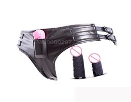 PU Leather Strapon Vibrator Dildo Anal plug Toys for Women Belt Bondage Brief