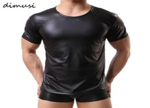 Pu lederen t shirts mannen sexy fitness tops gay underderhirt t -shirt tees heren heren podium t -shirt oneck sexy mannen casual kleding club fetis8222886