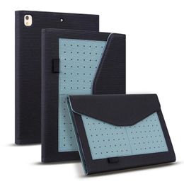 Fundas para tabletas de cuero PU para Apple iPad 10.2 Air 5/4/3/2/1 Pro 11/10.5/9.7 pulgadas - Cubierta con función atril plegable de tres pliegues para negocios con ángulo de visión dual y ranuras para tarjetas