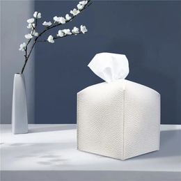 PU Caja de pañuelo de cuero Tissue para el recipiente de escritorio de escritorio portavasos