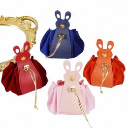 PU cuir Veet sac à cordon grande capacité style coréen Carto lapin oreille sac à main sac de rangement sac de poignet sac de sucre festif D6JR #