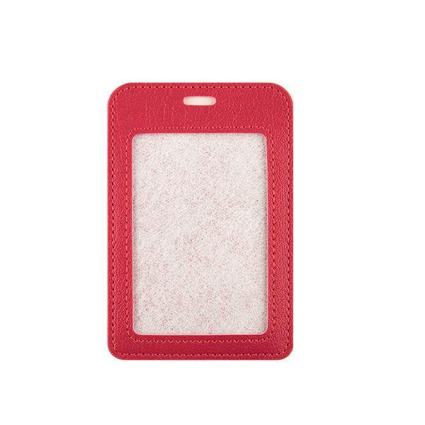 Porte-carte d'identité vertical en cuir PU Porte-cartes portable léger et simple Carte de travail équitable avec logo personnalisé