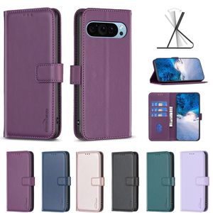 PU lederen portemonnee kisten voor Google Pixel 9 Pro One Plus 12 Pro 5G Fashion Plain Business Credit ID Card Slot Standkstand KANTEN KLIP MAGETISCHAST HOUDER BOEK POUCH