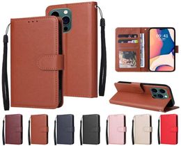 Pu en cuir Cois de portefeuille pour iPhone 14 Pro Max Xiaomi 12 Lite Ultra 11 11t Redmi 10a 10c Note 11 Pro Plain PO Card Cadre Slot FL8689369