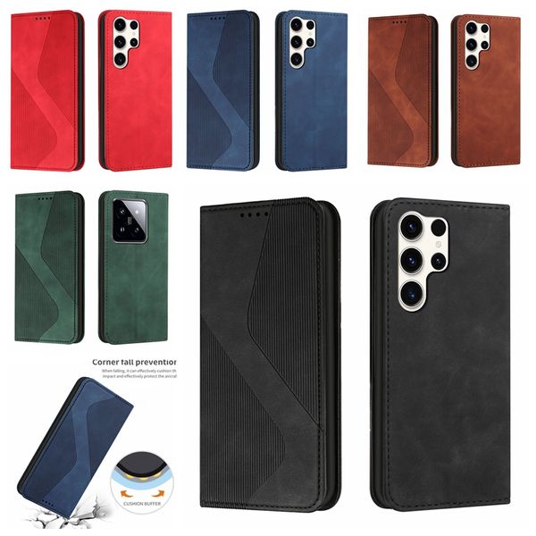 Étuis portefeuille en cuir PU pour Motorola G84 G54 G14 Edge 40 Neo Moto G Power 2024 5G Play 2024 4G Suck Support de fermeture magnétique Flip Cover S Line Skin Feel Book Business Pouch