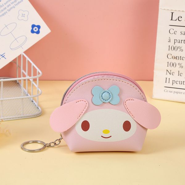 Cartera de cuero PU con orejas grandes para perro, monedero Kuromi, auricular, moneda, llaves, dinero, bolsa de almacenamiento, regalos para niñas 2478