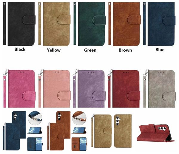 Étuis à rabat en cuir PU pour iPhone 15 Plus 14 13 Pro Max 12 11 X XS XR 8 7 6 Vieux support sale Couverture de crédit Fente pour carte d'identité Rétro Vintage Design Book Sangle de pochette magnétique