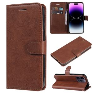 Cas de téléphone de portefeuille pour iPhone 15 14 13 12 11 Pro Max XR XS x 7 8 Plus Couleur de couleur PU SOIGNE COIR COUVERTURE FLIP